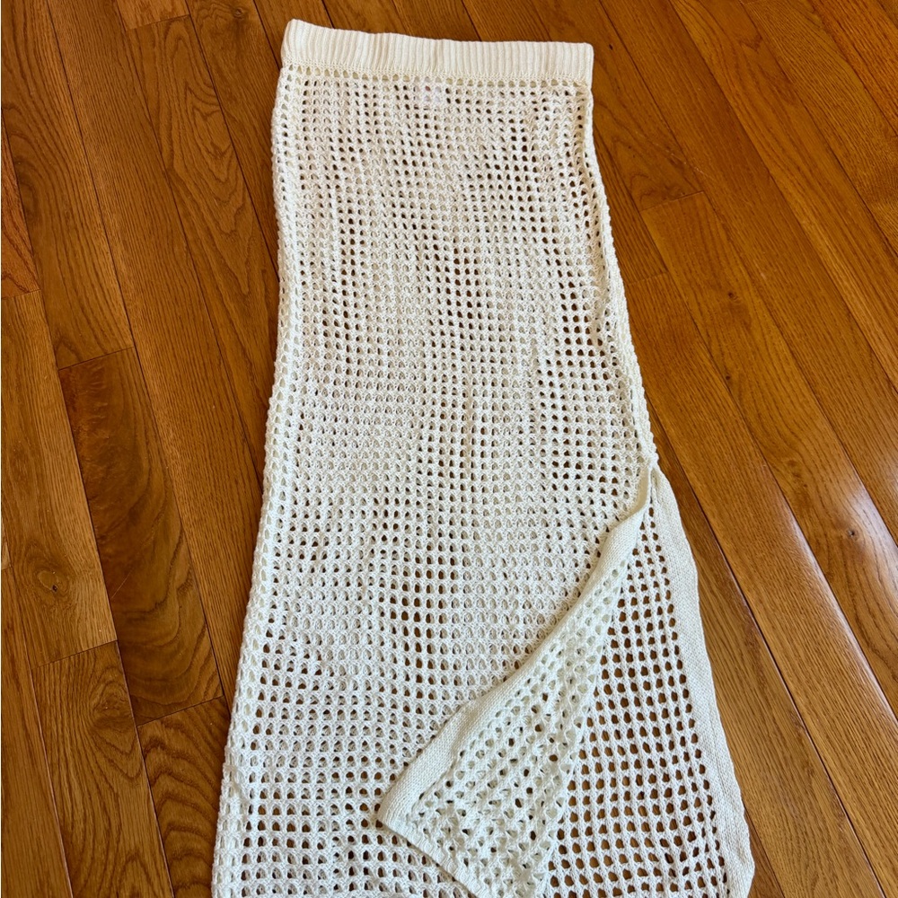 Cream Knit Crochet Skirt